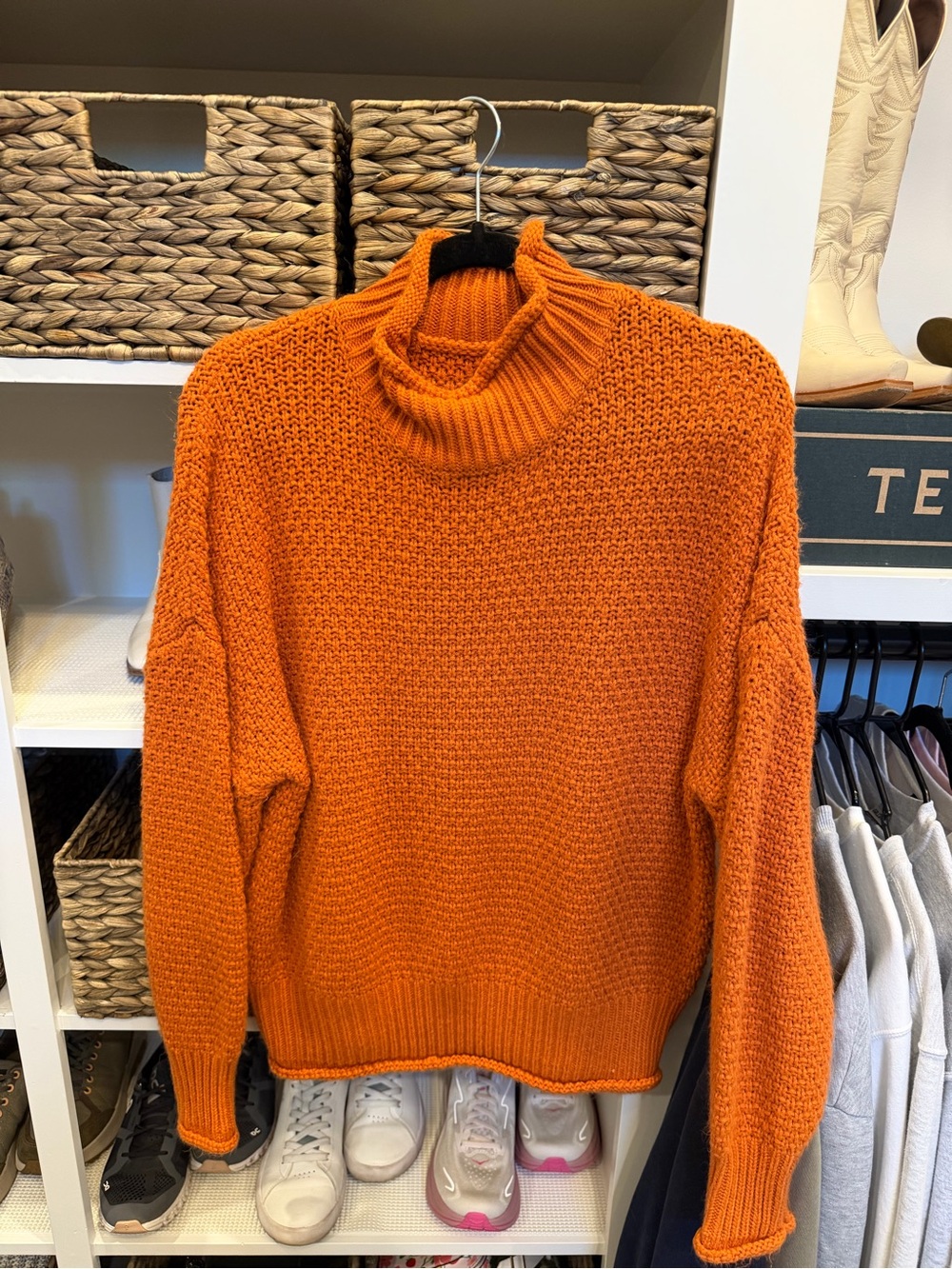 Cozy Orange Turtleneck Sweater - Women's Knit Pullover